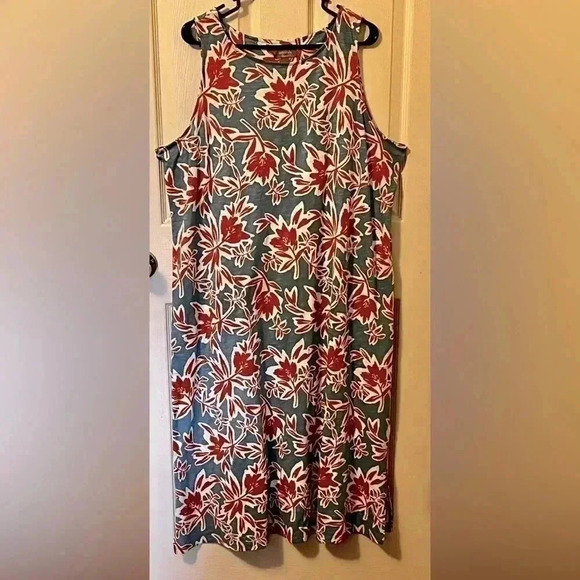 Naturals D&Co Linen Blend Midi Dress Woman Size XLP Summer Spring Light EUC - Picture 1 of 6